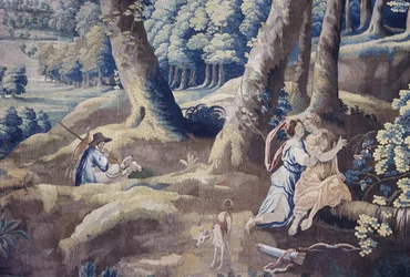 (Detail) einer Szene aus der Life at Country Mansion Tapisserie-Serie (Textil)